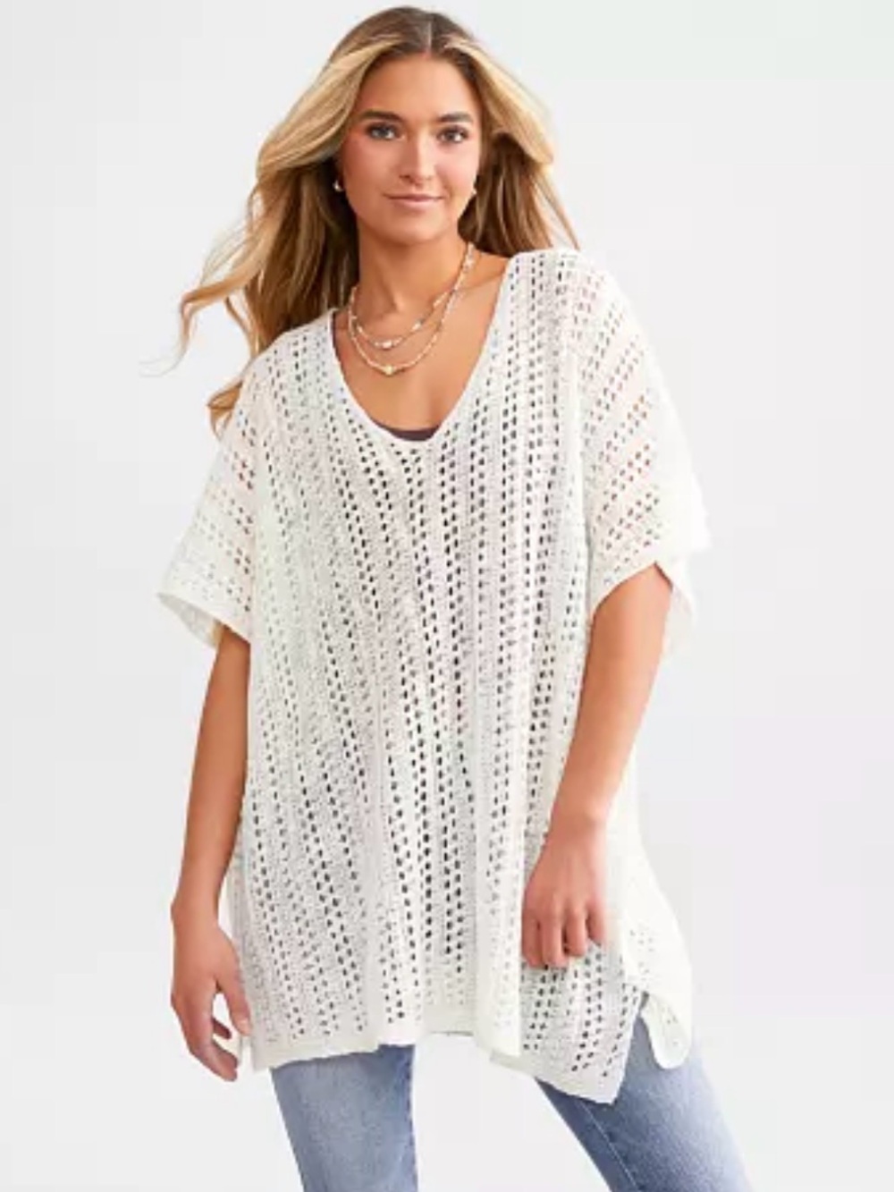 White Cream Crochet Top